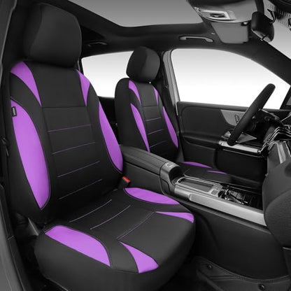 CAR PASS Waterproof Car Seat Covers Front Seats Only with 5mm Composite EVA, Neoprene Car Seat Cover with Separate Headrest Cover, Quick Setup Universal Fit for Car SUV Trucks,Airbag Compatible Purple - color: Purple Black
