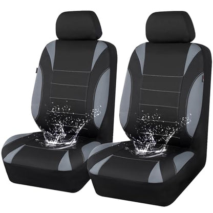 CAR PASS Waterproof Car Seat Covers Front Seats Only with 5mm Composite EVA, Neoprene Car Seat Cover with Separate Headrest Cover, Quick Setup Universal Fit for Car SUV Trucks,Airbag Compatible（Gray - color: Black and Gray