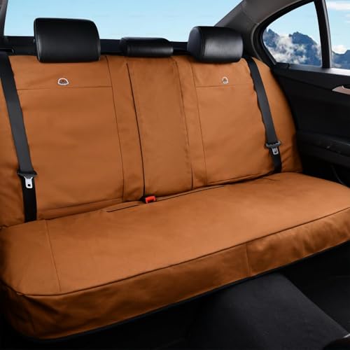 Coverado Universal Car Back Seat Covers - Canvas Rear Seat Cushions for Kids & Dogs, Fits Most Vehicles Trucks SUVs - Khaki - color: Khaki, size: Rear