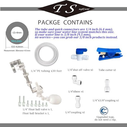 NSF 1/4" inch Water Line Power-Free Auto-Top-Off System with Float Valve, Vacuum Flow Regulator Automatic Water Level Controller for Marine Aquariums. - style: 1/4"(7pcs+30feet)