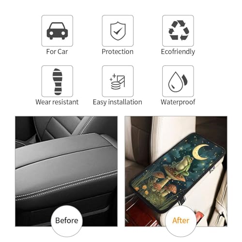Universal Car Center Console Cushion Pad, Mushroom Moon Frog Soft Waterproof Car Center Console Cover Auto Armrest Seat Box Cover Protector for Most Vehicle SUV Truck Car - color: Mushroom Moon Frog