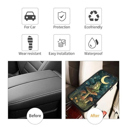 Universal Car Center Console Cushion Pad, Mushroom Moon Frog Soft Waterproof Car Center Console Cover Auto Armrest Seat Box Cover Protector for Most Vehicle SUV Truck Car - color: Mushroom Moon Frog