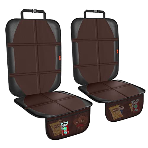 XHYANG Car Seat Protector,2 Pack Automotive Seat Protectors Baby Carseat Pad Waterproof & Durable 600D Fabric for Child Baby Car Seat Mat Vehicle Pet Cover 2 Storage Pockets (Brown) - color: 2 Pack Brown