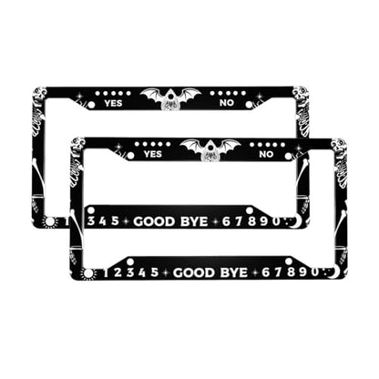 Skull Gothic License Plate Frame 2 Pack License Plate Holder Universal Aluminum License Plate Cover Car Accessories for Men Women - color: Skull Gothic
