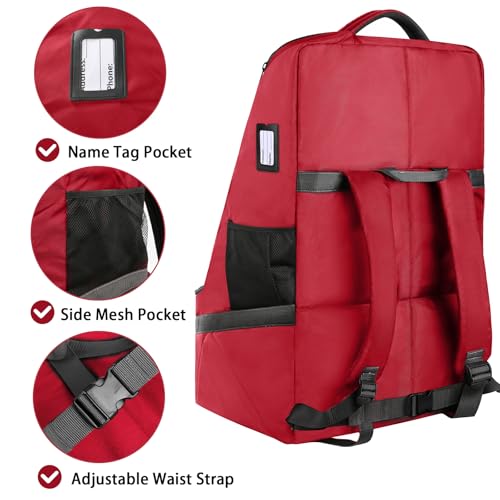 YOREPEK Carseat Travel Bag for Airplane, Padded Car Seat Travel Bag - color: Dark Red