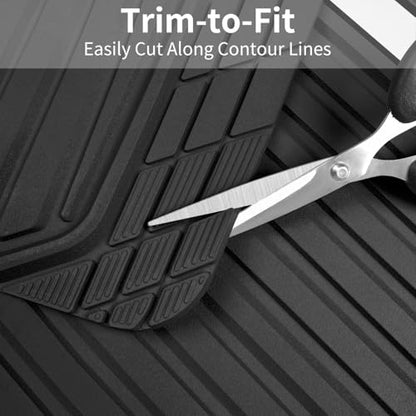CAR PASS Heavy Duty Rubber Car Mats Metallic,Aluminum Film All Weather Floor Mats Waterproof Universal Trim to Fit SUVs Sedans Vans 4 Piece Anodized Deep Dish Two-Tone Sporty Black White Chrome - color: Black White
