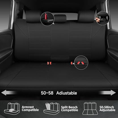 CAR PASS Neoprene Back Seat Cover, Universal Waterproof Bench Rear Seat Cover Universal Wetsuit Car Seat Cover Fit 95% Automotive Interior Covers for Cars Sedans SUVs (Rear,All Black) - color: Black rear