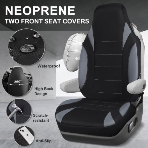 CAR PASS Waterproof High Back Car Seat Covers Front Seats with Armrest Gray - color: gray