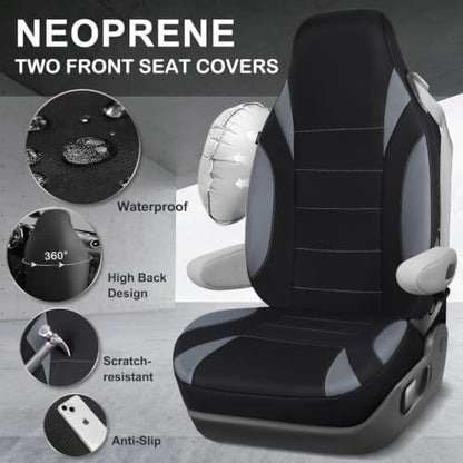 CAR PASS Waterproof High Back Car Seat Covers Front Seats with Armrest Gray - color: gray