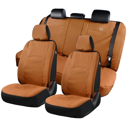 Coverado Universal Car Back Seat Covers - Canvas Rear Seat Cushions for Kids & Dogs, Fits Most Vehicles Trucks SUVs - Khaki - color: Khaki, size: Rear