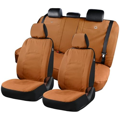 Coverado Universal Car Back Seat Covers - Canvas Rear Seat Cushions for Kids & Dogs, Fits Most Vehicles Trucks SUVs - Khaki - color: Khaki, size: Rear