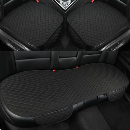 West Llama Linen Car Seat Covers,Bottom Seat Covers for Cars Include 1 Pair Front Driver Seat Pad Mat and 1 Rear Bench Cover Universal Fits 90% Vehicles,SUVs,Cars,Sedans(3Piece-Black) - color: Black, size: 2 Front Seat Covers+1 Rear Bench Seat Cover
