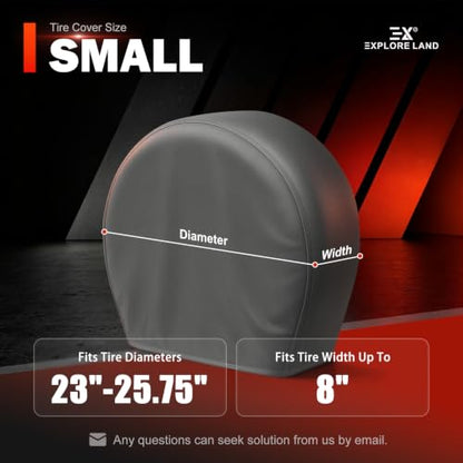 Explore Land Tire Covers 4 Pack Fit Tire Diameters 23-25.75 inch, Charcoal - size: S (Fits Tire Diameters 23''-25.75''), style: Charcoal - 4 Pack