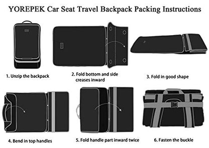 YOREPEK Padded Car Seat Travel Bag Backpack, Toddler Travel Essentials - color: Black