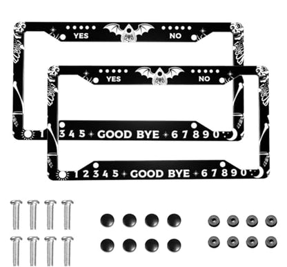 Skull Gothic License Plate Frame 2 Pack License Plate Holder Universal Aluminum License Plate Cover Car Accessories for Men Women - color: Skull Gothic