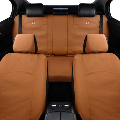 Coverado Universal Car Back Seat Covers - Canvas Rear Seat Cushions for Kids & Dogs, Fits Most Vehicles Trucks SUVs - Khaki - color: Khaki, size: Rear