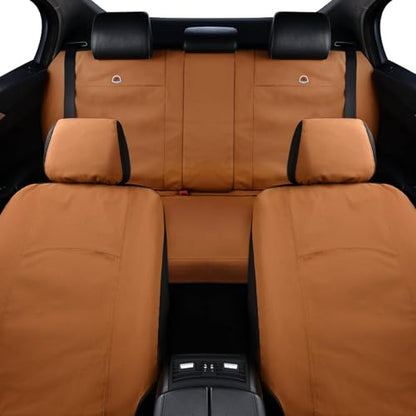 Coverado Universal Car Back Seat Covers - Canvas Rear Seat Cushions for Kids & Dogs, Fits Most Vehicles Trucks SUVs - Khaki - color: Khaki, size: Rear
