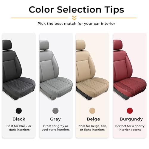 Black Panther 1 Pair Front Seat Covers Luxury Faux Leather Bottom Seat Cushions, Anti-Slip and Wrap Around The Bottom, Fit 95% of Vehicles - Black - color: Front Pair Black