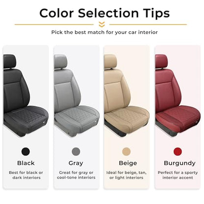 Black Panther Luxury Faux Leather Car Seat Cover Front Bottom Seat Cushion Cover, Anti-Slip and Wrap Around The Bottom, Fits 95% of Vehicles - 1 Piece,Burgundy - color: Front Single Burgundy