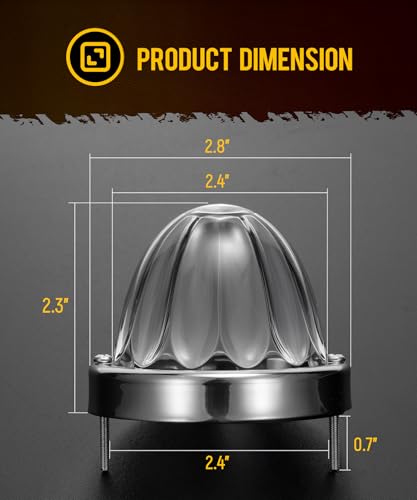 Partsam 2Pcs 2.5 inch Glass Lens Watermelon Lights Amber LED Turn Signal Marker Light for 12V Vehicles, Semi Trucks, Trucks, Pickup, Off-road, Aluminum Alloy Base, IP65 Waterproof - color: Amber