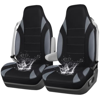 CAR PASS Waterproof High Back Car Seat Covers Front Seats with Armrest Gray - color: gray