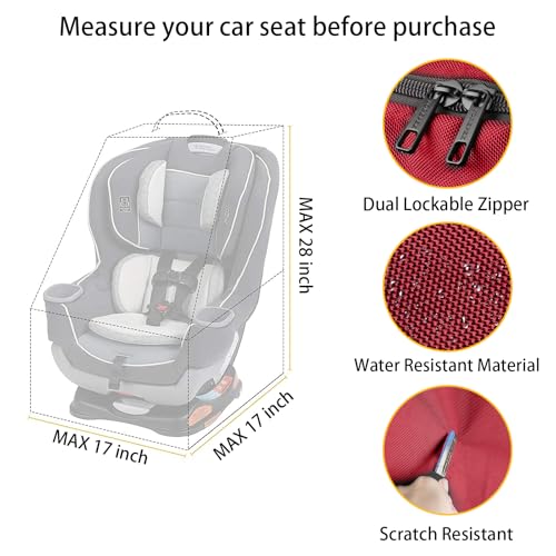 YOREPEK Carseat Travel Bag for Airplane, Padded Car Seat Travel Bag - color: Dark Red