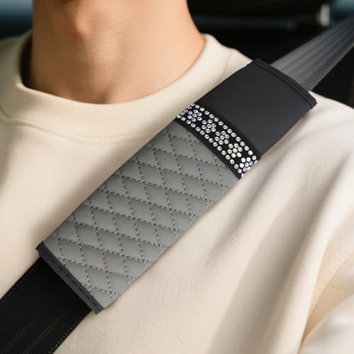 wuyaoyao 2PCS Car Seat Belt Cover Pads, Soft Leather Shoulder Pad, Gray - color: Gray