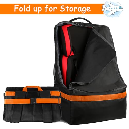 YOREPEK Car Seat Travel Bag, Padded Car Seats Backpack for Air Travel - color: Orange