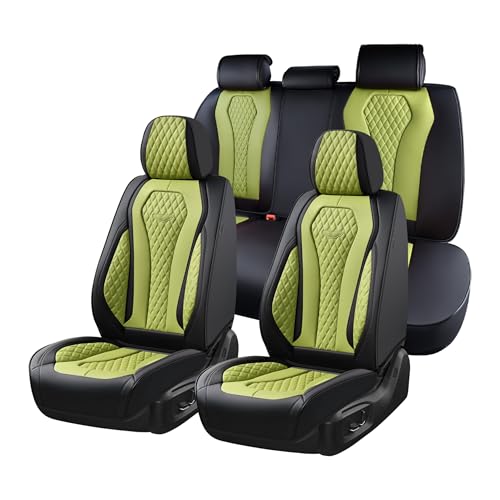 Coverado Seat Covers, Car Seat Covers Full Set, Green Car Seat Cover, Car Seat Cushion Waterproof, Luxury Auto Seat Covers, Seat Cover Car Seat Protector Fit for Most Cars - color: Black/Green, size: FullSet
