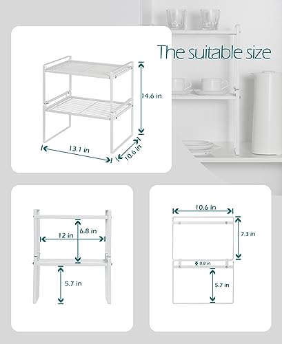 Shantton Cabinet Shelf Organizer, Pantry Shelf Rack, White 13.1x10.6x7.3 - color: White, size: L13.1'' W10.6'' H7.3''