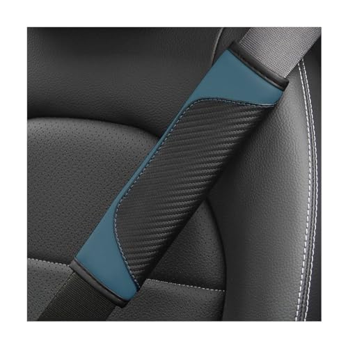 AUCELI 2PCS Carbon Fiber Car Seat Belt Cover, Breathable Leather, Green - color: Black Green