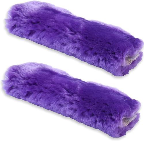 Andalus Brands 2-Pack Authentic Sheepskin Seat Belt Cover Pad – Ultra Soft Car Shoulder Pads, Neck Cushion Protectors with Genuine Natural Merino Wool (Purple) - color: Purple