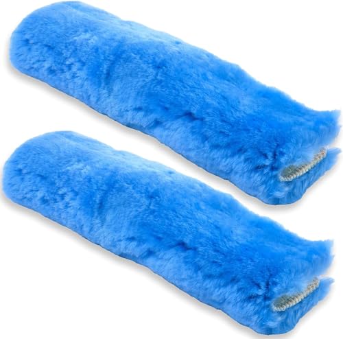 Andalus Genuine Sheepskin Car Seat Belt Cover Pad – Soft Fuzzy, Comfy Fluffy Seatbelt Covers, Shoulder Pad Neck Cushion Protector, Car Accessories for Woman, Man, Girl (Sky Blue, 2-Pack) - color: Sky Blue