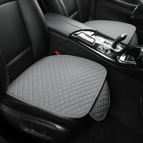 West Llama Linen Car Seat Covers,Bottom Seat Covers for Cars Include 1 Pair Front Driver Seat Pad Mat and 1 Rear Bench Cover Universal Fits 90% Vehicles,SUVs,Cars,Sedans(3Piece-Gray) - color: Gray, size: 2 Front Seat Covers+1 Rear Bench Seat Cover