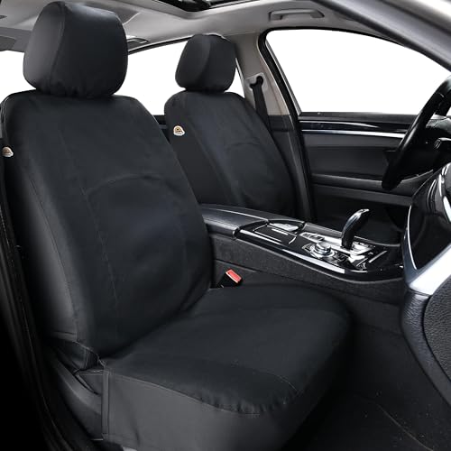 Coverado Car Seat Covers Front, Canvas Universal Seat Covers for Cars, 2-Pack Car Seat Cushions, Auto Seats Protectors for Kids & Dogs, Driver Seat Covers Fit for Most Vehicles Trucks SUVs/Black - color: Black, size: Front