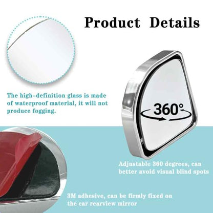 2PCS Blind Spot Mirror, Increase The Field Of View 360 Degrees To Adjust The Blind Spot And Avoid Driving Blind Spots, Suitable For Most Vehicles (Bright Silver) - color: Bright Silver