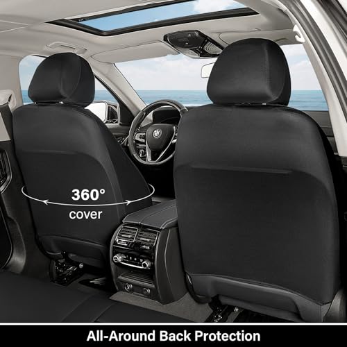 Coverado Car Seat Covers Full Set, Waterproof Front Seats Back Seat Cover, Leather Seat Cushion Universal Fit for Most Cars (Black-Red) - color: Black-Red, size: FullSet