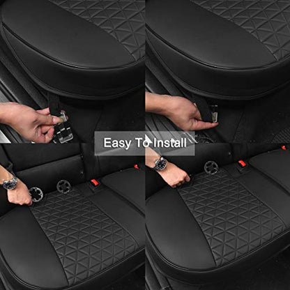 Black Panther Luxury PU Leather Rear Bench Car Seat Cover Adjustable Length (49-55'') Fits 90% Standard 5 Seats (Sedan SUV), for Seat Bottom Only, Triangle Quilting Design, Beige - color: Rear Beige