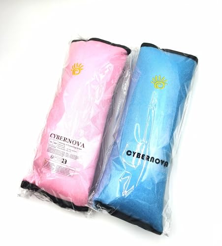 CYBERNOVA 2pcs Car Vehicle Seat Belt Harness Shoulder Pad Cover Cushion Head Support for Kids (Blue+Pink) - color: BLUE+PINK