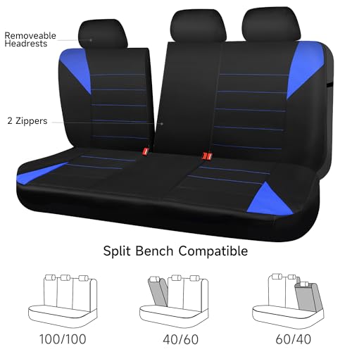 CAR PASS Neoprene Wetsuit Seat Covers, Waterproof Car Seat Covers Full Sets with 5mm Composite EVA, Universal Fit for Car Sedan, SUV Trucks Anti Slip with Airbag Compatible(Black Blue - color: Black blue