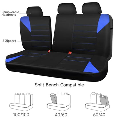 CAR PASS Neoprene Wetsuit Seat Covers, Waterproof Car Seat Covers Full Sets with 5mm Composite EVA, Universal Fit for Car Sedan, SUV Trucks Anti Slip with Airbag Compatible(Black Blue - color: Black blue