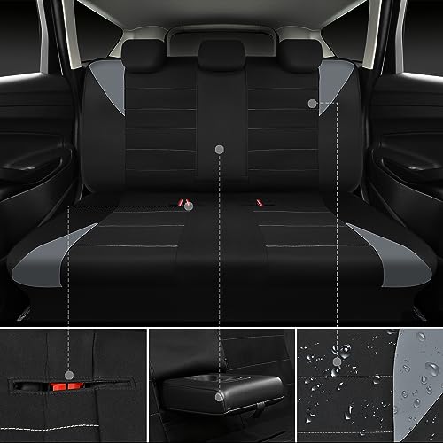 CAR PASS Waterproof Car Seat Covers Full Sets, Universal Fit Seat Covers for Cars, EVA Neoprene Seat Cover Set Full Sets, Interior Covers for Auto SUV,Vans,sedans, Trucks,(Black and Gray) - color: Black and Gray Full Sets