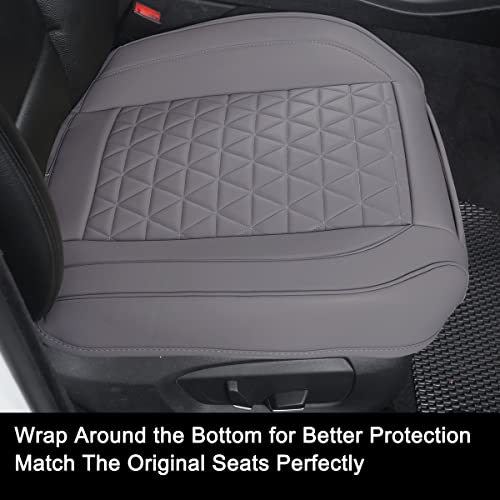 Black Panther Luxury Faux Leather Car Seat Cover Front Bottom Seat Cushion Cover, Anti-Slip and Wrap Around The Bottom, Fits 95% of Vehicles - 1 Piece,Light Gray - color: Front Single Gray