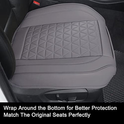 Black Panther Luxury Faux Leather Car Seat Cover Front Bottom Seat Cushion Cover, Anti-Slip and Wrap Around The Bottom, Fits 95% of Vehicles - 1 Piece,Light Gray - color: Front Single Gray