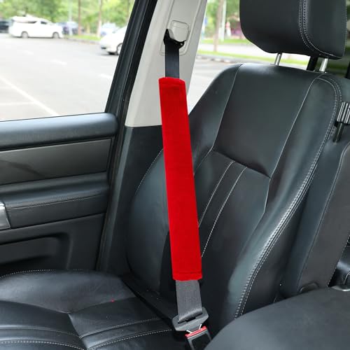 Amooca 19.7in Extra Long Furry Universal Car Seatbelt Cover Shoulder Pad - color: Red, size: 19.7in 1pack