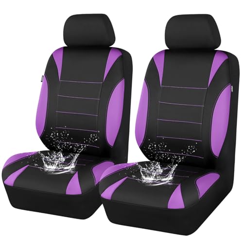 CAR PASS Waterproof Car Seat Covers Front Seats Only with 5mm Composite EVA, Neoprene Car Seat Cover with Separate Headrest Cover, Quick Setup Universal Fit for Car SUV Trucks,Airbag Compatible Purple - color: Purple Black