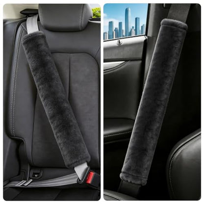 Amooca 25.6in Extra Long Furry Universal Car Seatbelt Cover Shoulder Pad - color: Dark Gray, size: 25.6in 1pack