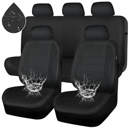 CAR PASS Neoprene Waterproof Seat Covers, Universal Fit Black Full Sets, Protective Interior Covers for Auto SUV, Vans, Sedans, Trucks - color: Black Full Sets