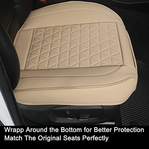 Black Panther 1 Pair Luxury Car Seat Covers Front Bottom Seat Cushion Covers, Anti-Slip and Wrap Around The Bottom, Fit 95% of Vehicles - Beige - color: Front Pair Beige