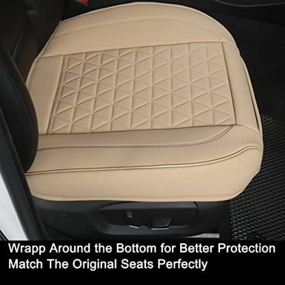 Black Panther Luxury Polyvinyl Car Seat Cover Front Bottom Seat Cushion Cover, Anti-Slip and Wrap Around The Bottom, Fits 95% of Vehicles - 1 Piece,Beige - color: Front Single Beige